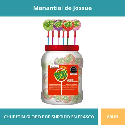 CHUPETIN GLOBO POP SURTIDO EN FRASCO DE 60UN