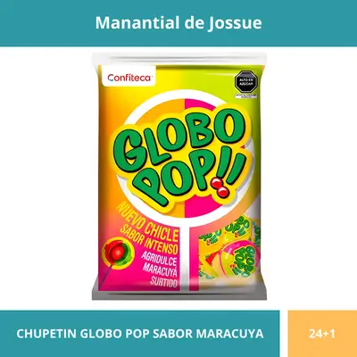 CHUPETIN GLOBO POP SABOR MARACUYA X24+1