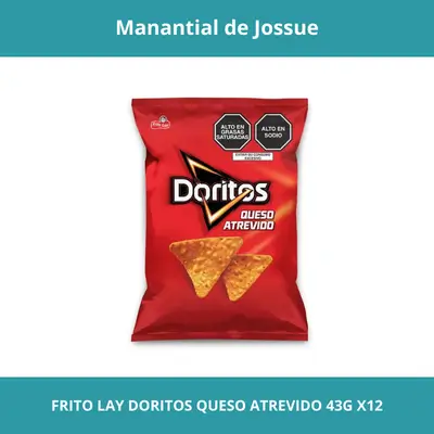FRITO LAY DORITOS QUESO ATREVIDO PESO NETO 43G X12
