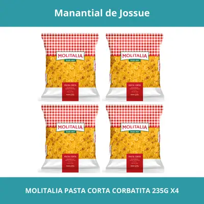 MOLITALIA PASTA CORTA CORBATITA PESO NETO 235G X4