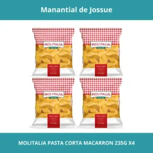 MOLITALIA PASTA CORTA MACARRON PESO NETO 235G X4