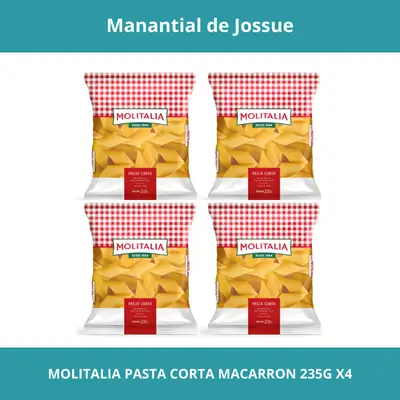 MOLITALIA PASTA CORTA MACARRON PESO NETO 235G X4