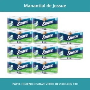 PAPEL HIGIENICO SUAVE VERDE DE 2ROLLOS X10